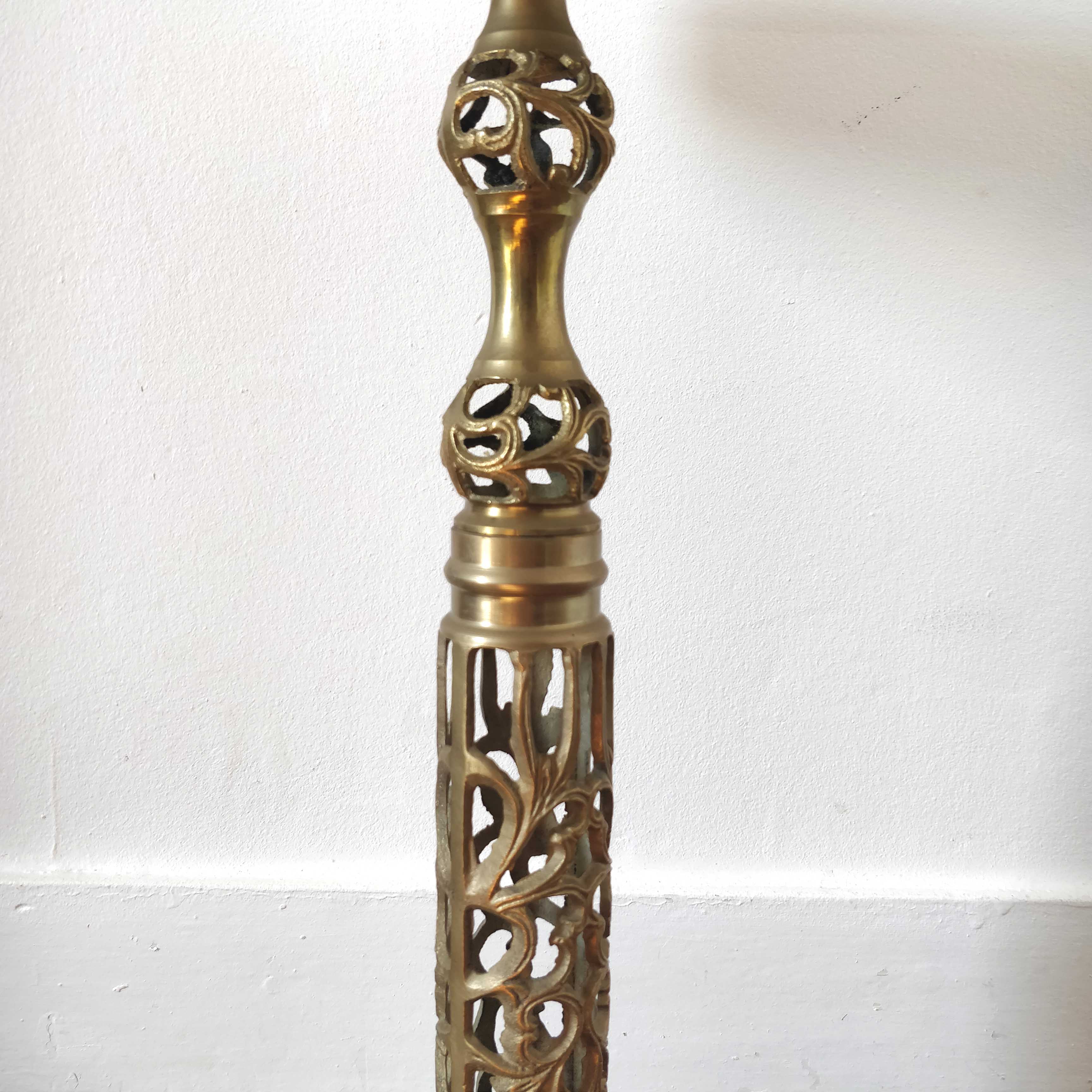 White marble ashtray on brass stand