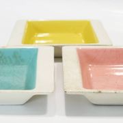 Set of three German ceramic catchalls from the 1950s.