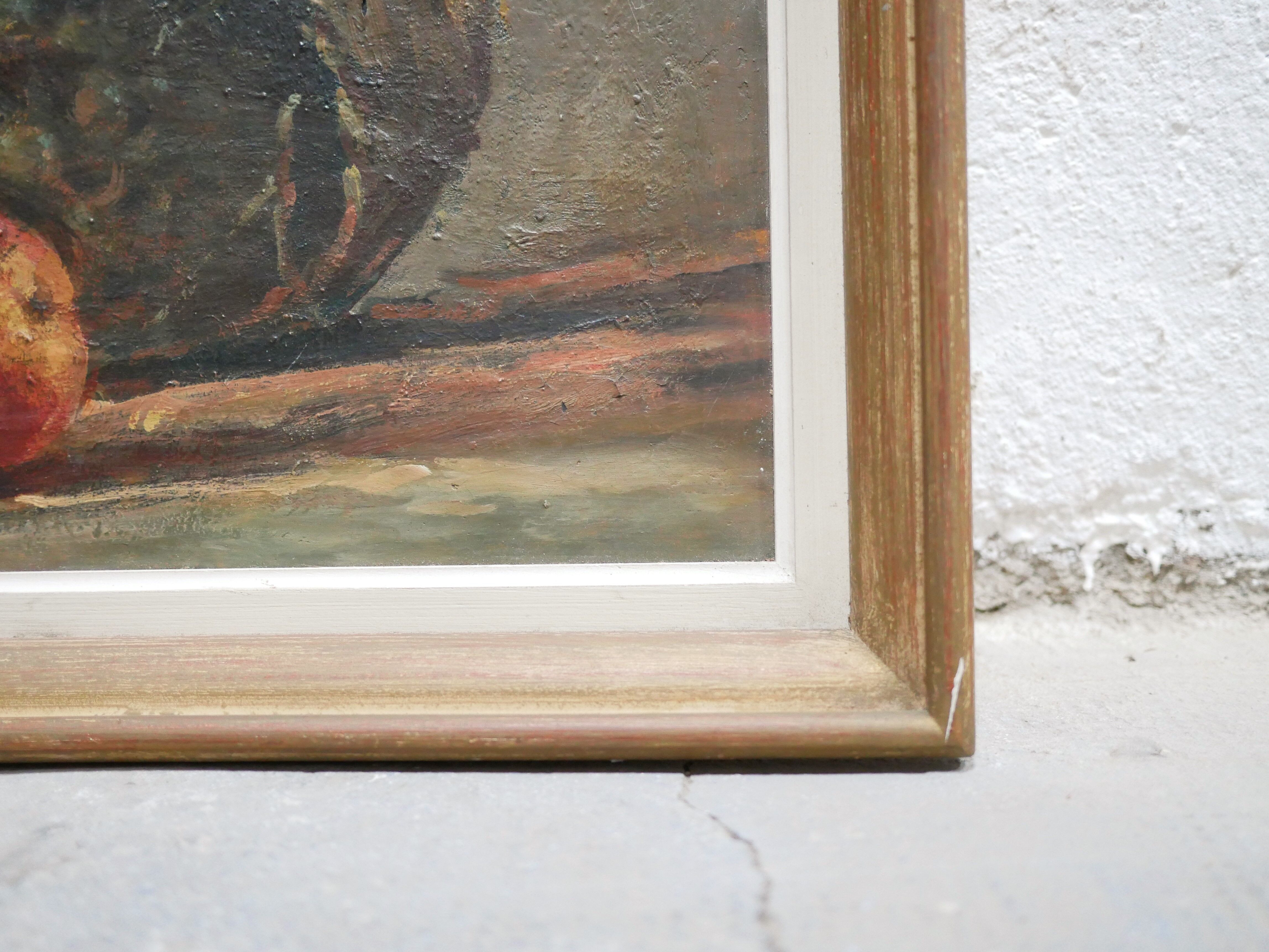 Old painting, still life, oil on panel