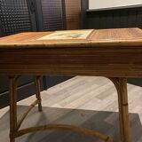 Hairdresser, vintage rattan desk, in the style of Audoux Minet.