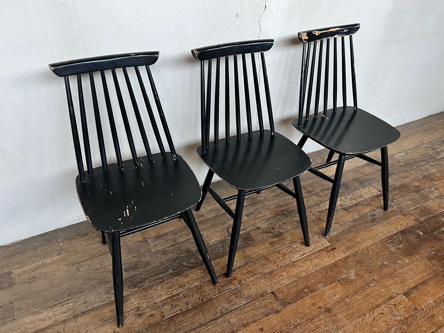 Série de 3 chaises 1950 1960