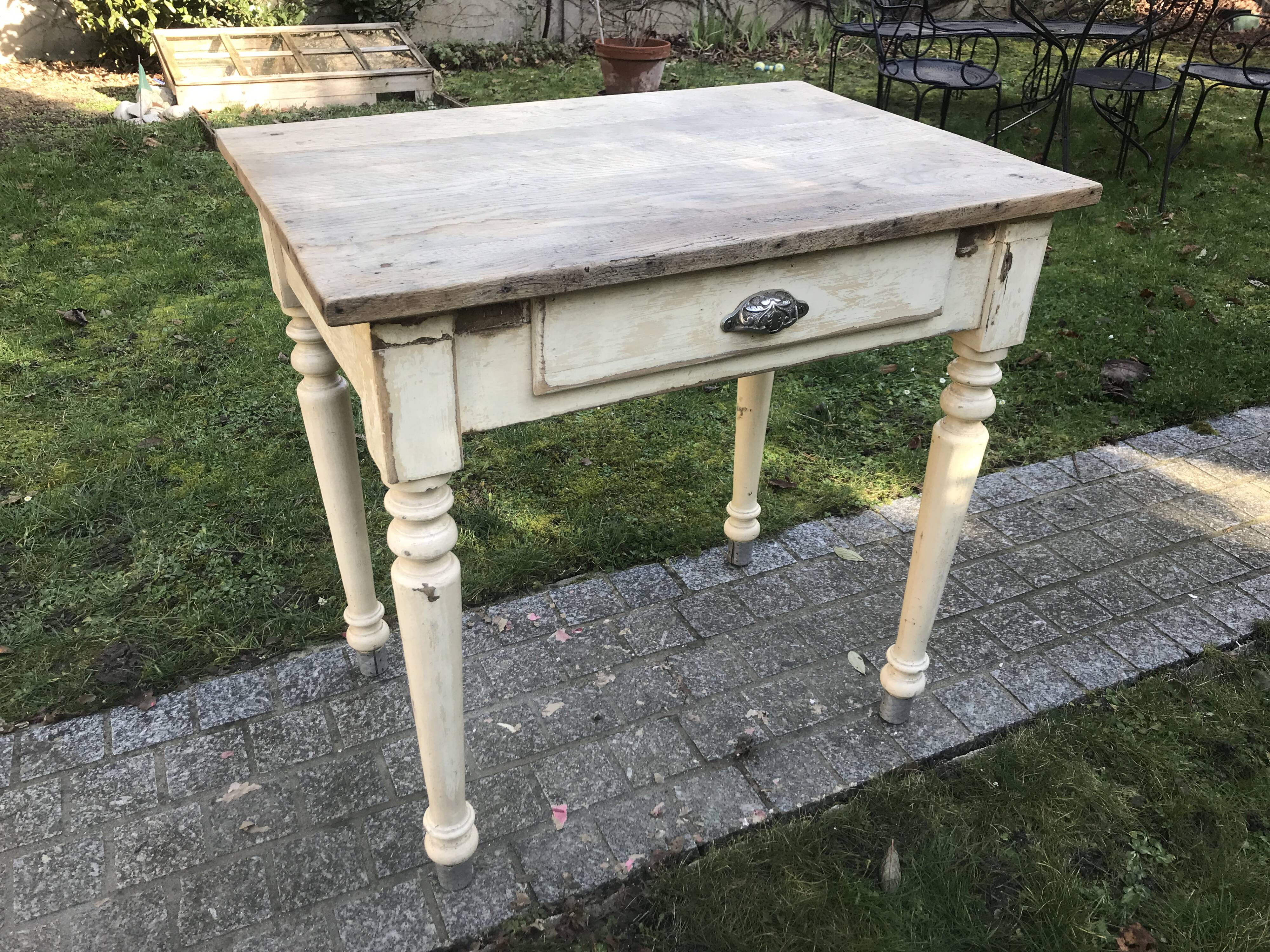 Ancient small farm kitchen table 1940