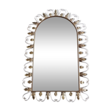 Large arched mirror with acanthus leaves and scrolls in gold metal from deknudt, 1960s