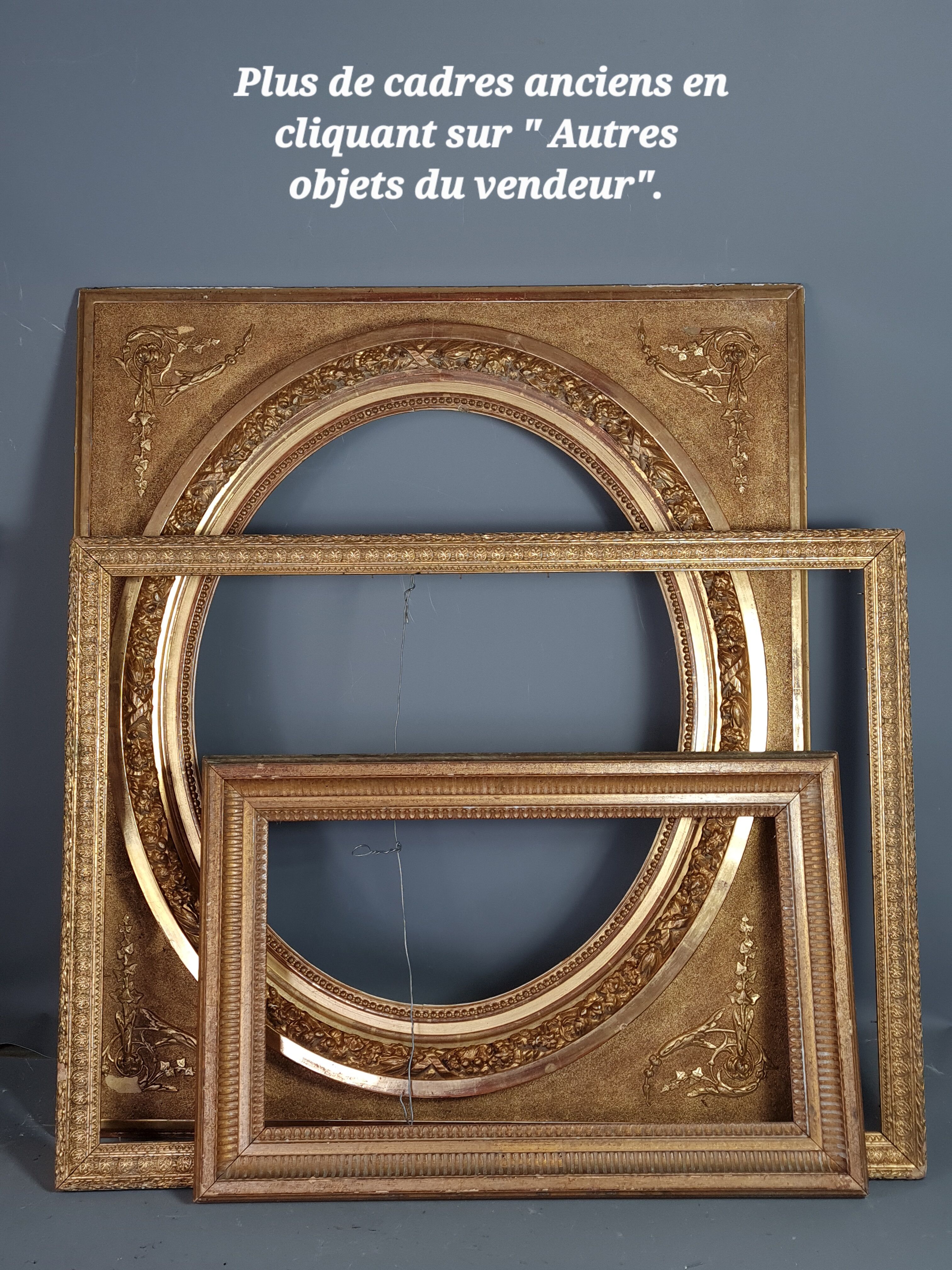 Old oval frame gilded stucco wood 50.5x40 cm, leaf 40x29.8 cm circa 1930 SB