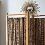 Screen in beech wood and vintage fabrics 1970s