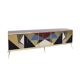 Mid-Century Modern Style Italian Sideboard Made of Wood Brass and Colored G