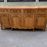 Louis XV sideboard in solid blond wood and marquetry