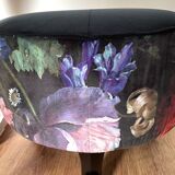 Pouf rond, rétro, fleuri