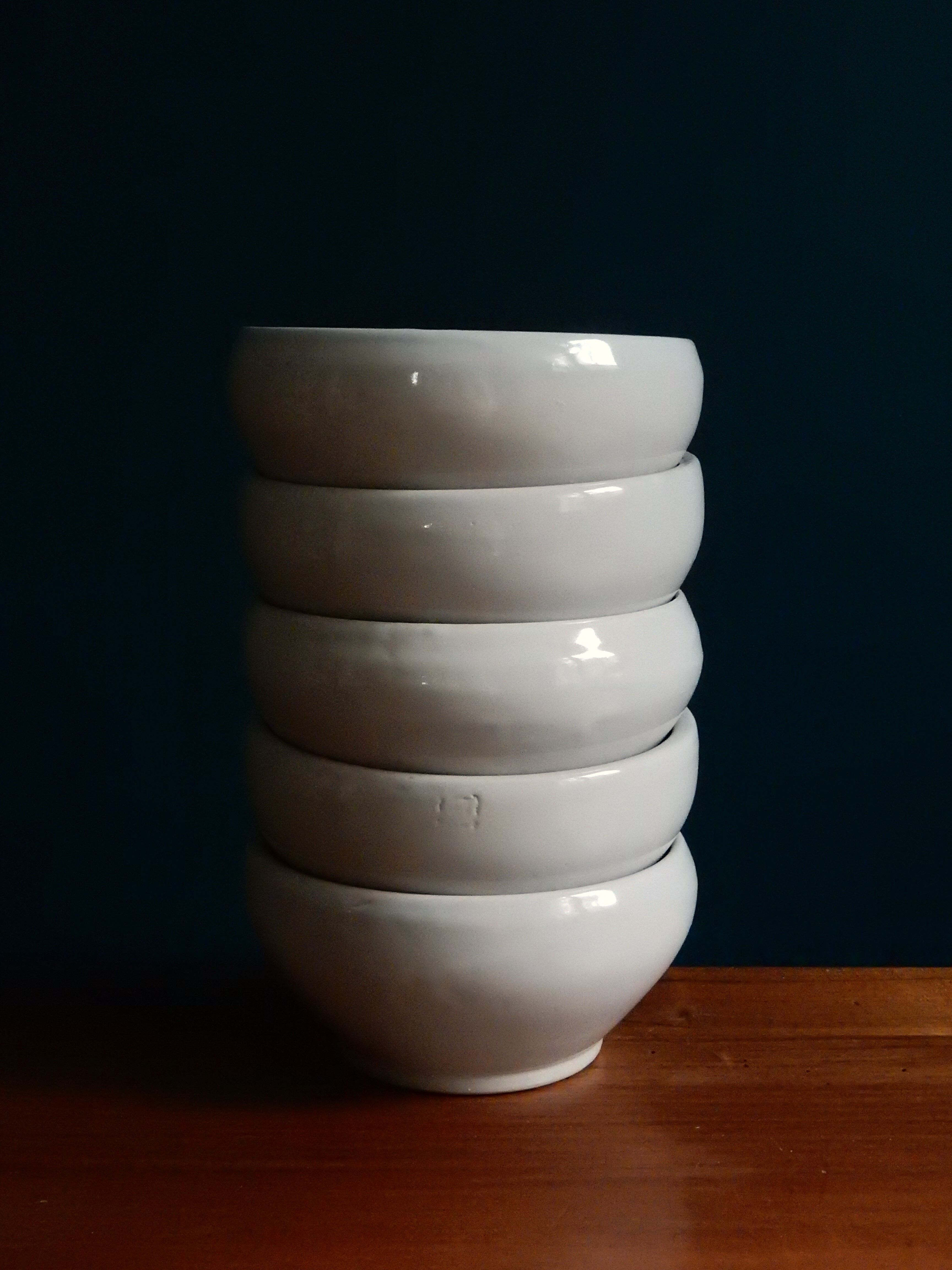 5 stoneware bowls Digoin Sarreguemines grespots