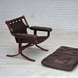 1970s, Norwegian armchair by Jon Hjortdal, furniture leather, bent wood.