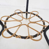 Rohe Noordwolde round glass and rattan side table, The Netherlands 1950's