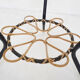 Rohe Noordwolde round glass and rattan side table, The Netherlands 1950's