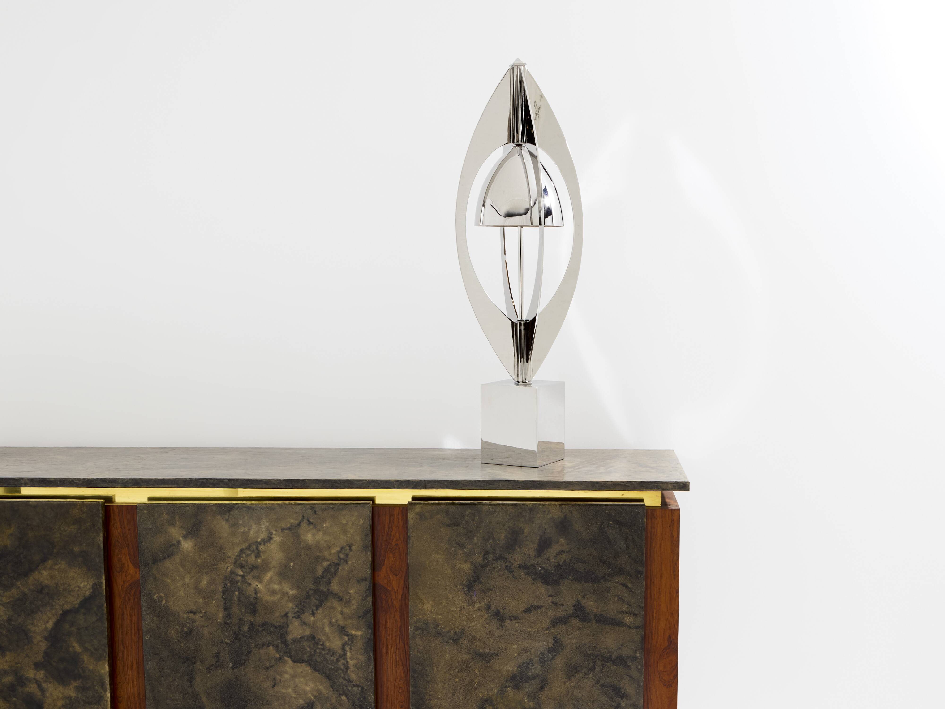 Jacques Charles Ogive Lamp for Maison Charles nickel-plated metal 1965