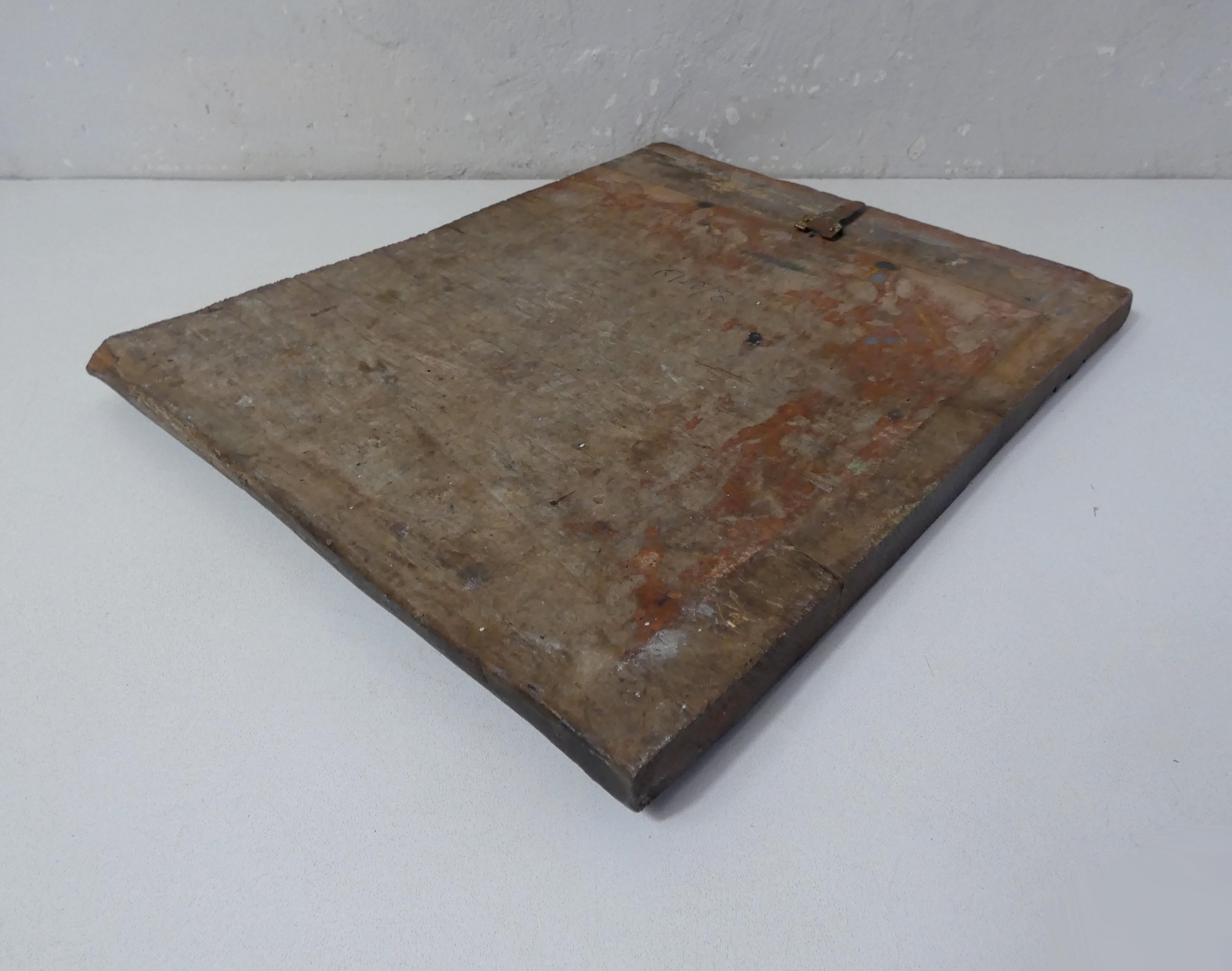 Painting on carved wood panel