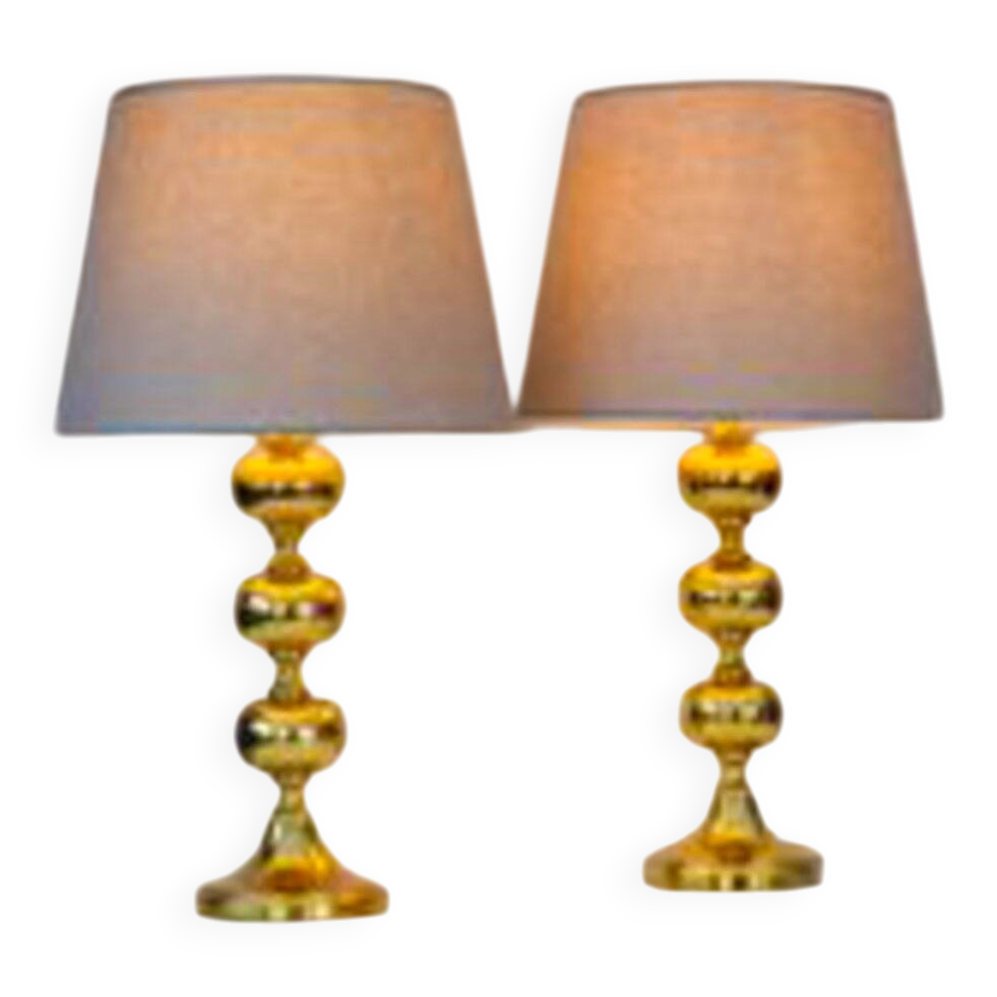 Scandinavian modern space age brass table lamps from Nafa, Sweden, 1970s, set of 2
