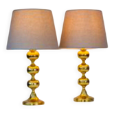 Lampes de table en laiton scandinaves modernes de l'ère spatiale de Nafa, Suède, années 1970, ensemble de 2