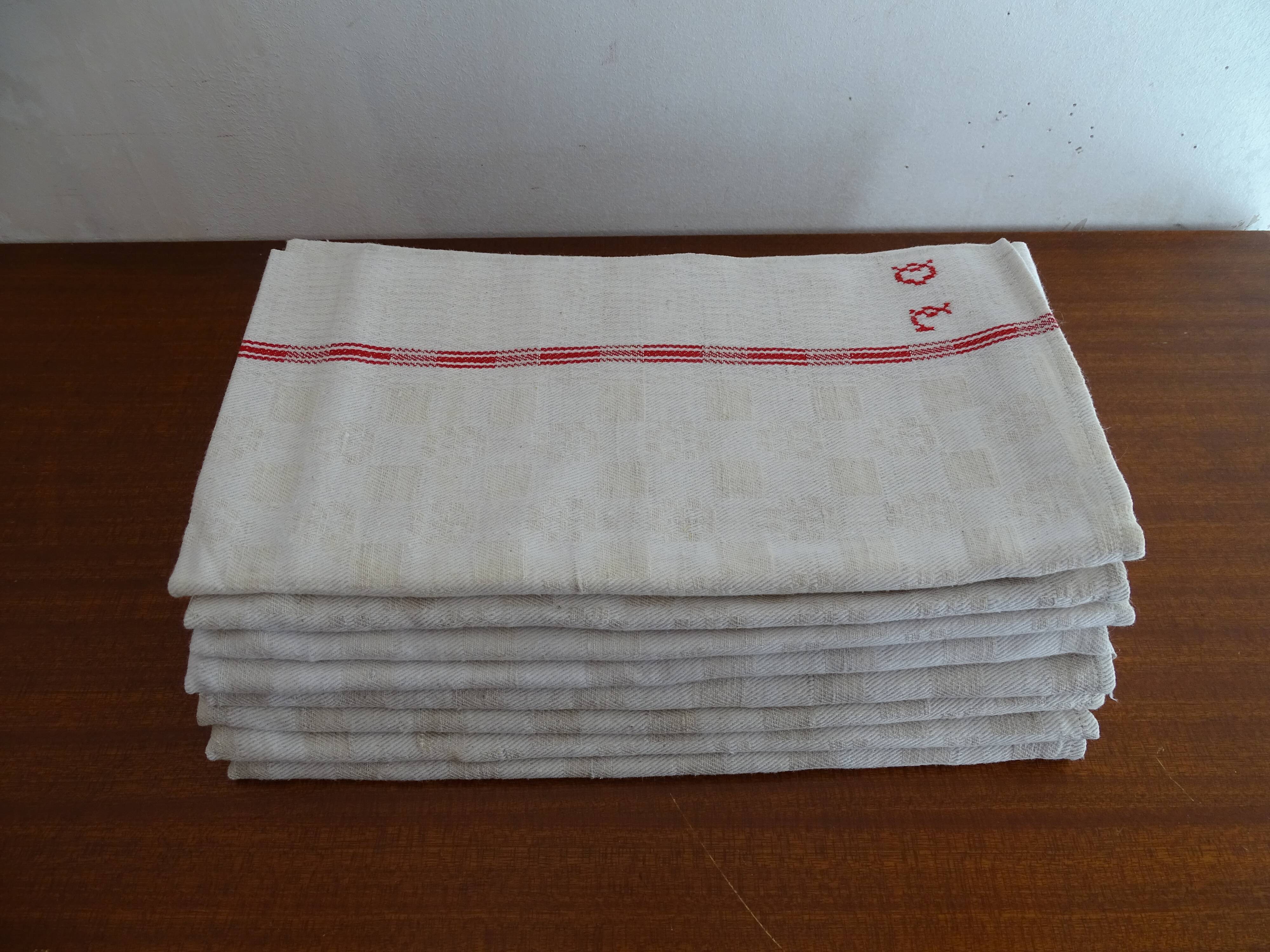Lot of 7 flax flax towels monogrammed monogrammed DL