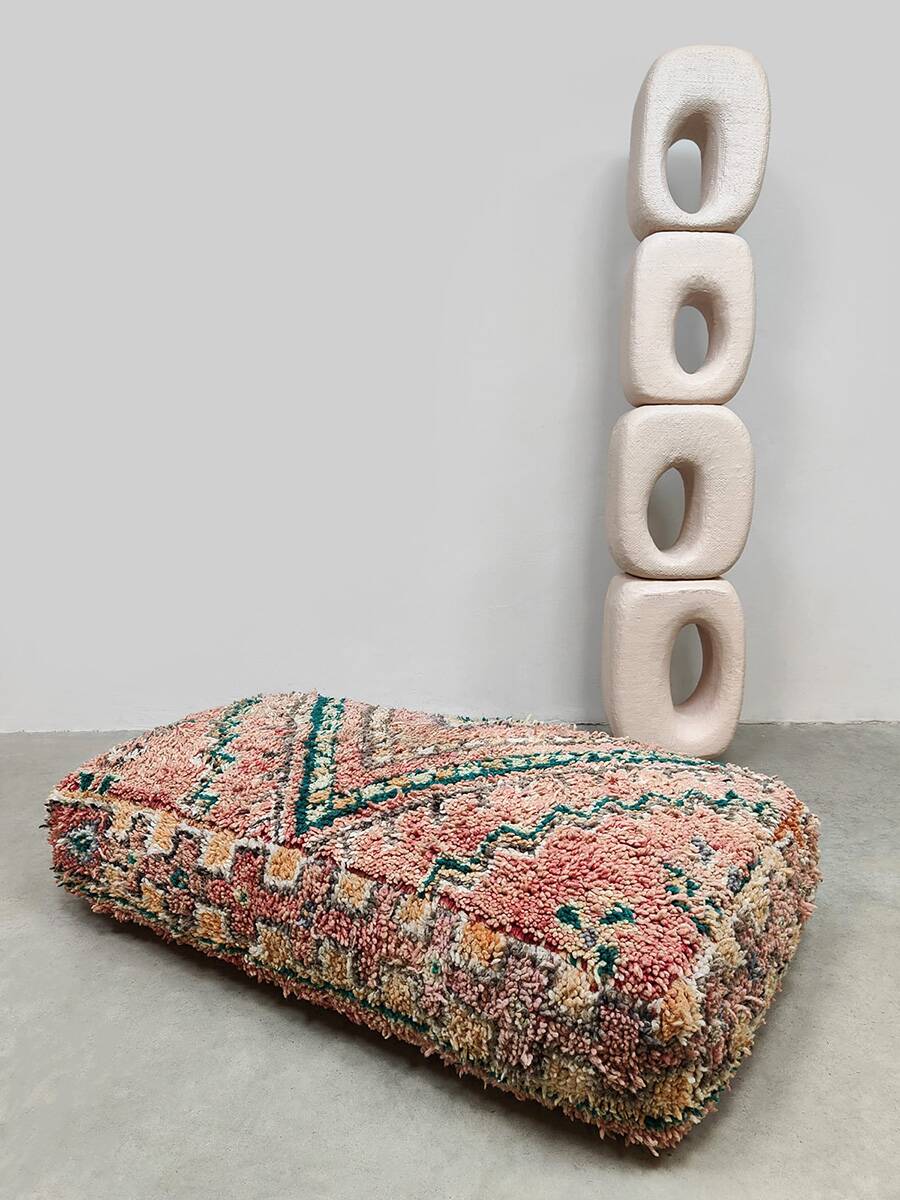 Vintage kilim Moroccan wool Berber ottoman 1970