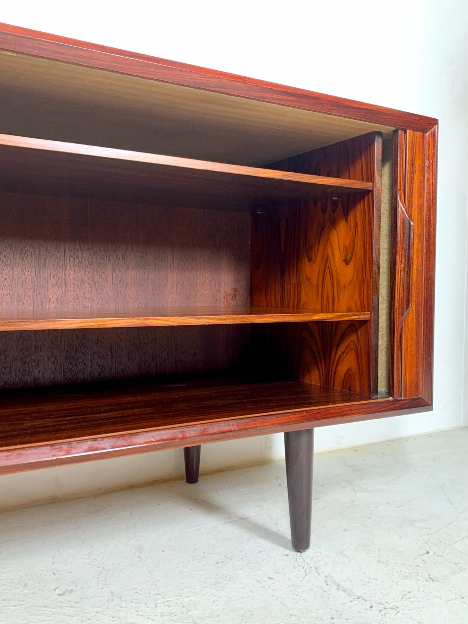 Danish palisander tambour sideboard by Arne Vodder