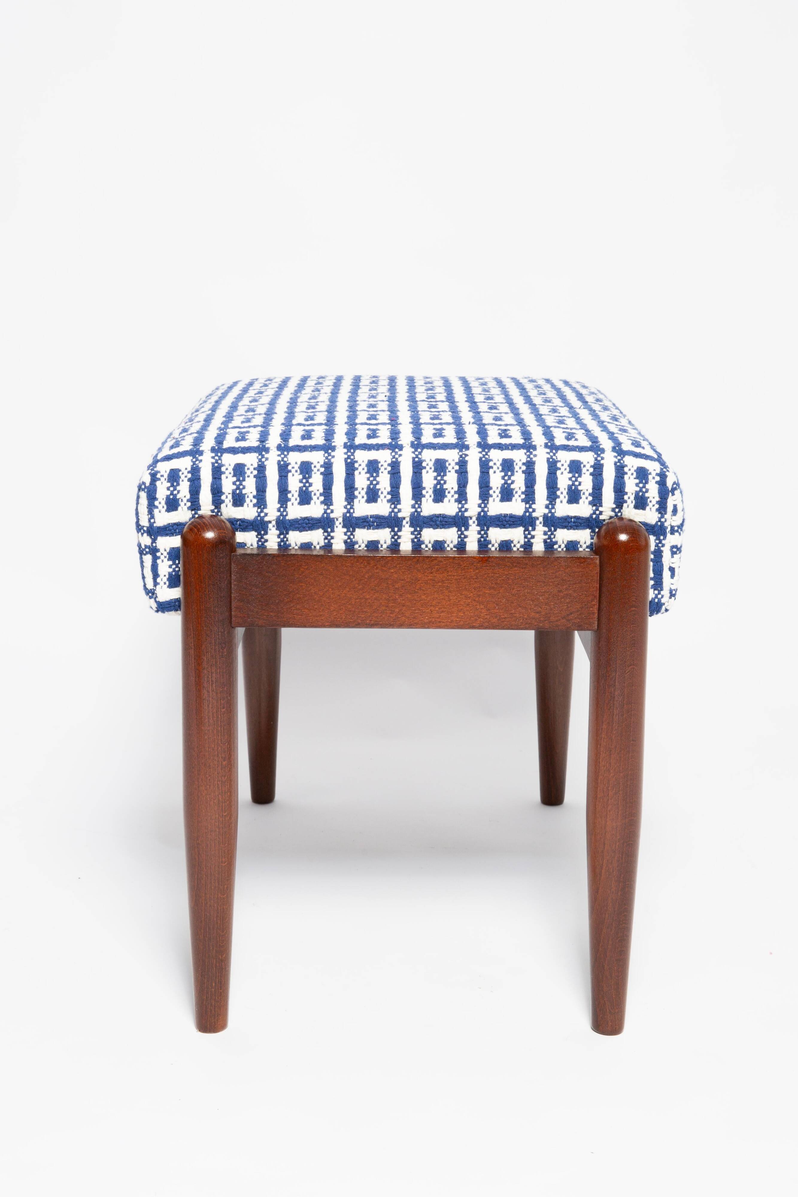 Pair of GFM mid-century stools in Dedar jacquard tweed, E. Homa, Europe, 1960s.