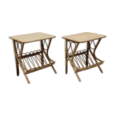 Pair of rattan bedside tables, France 1960