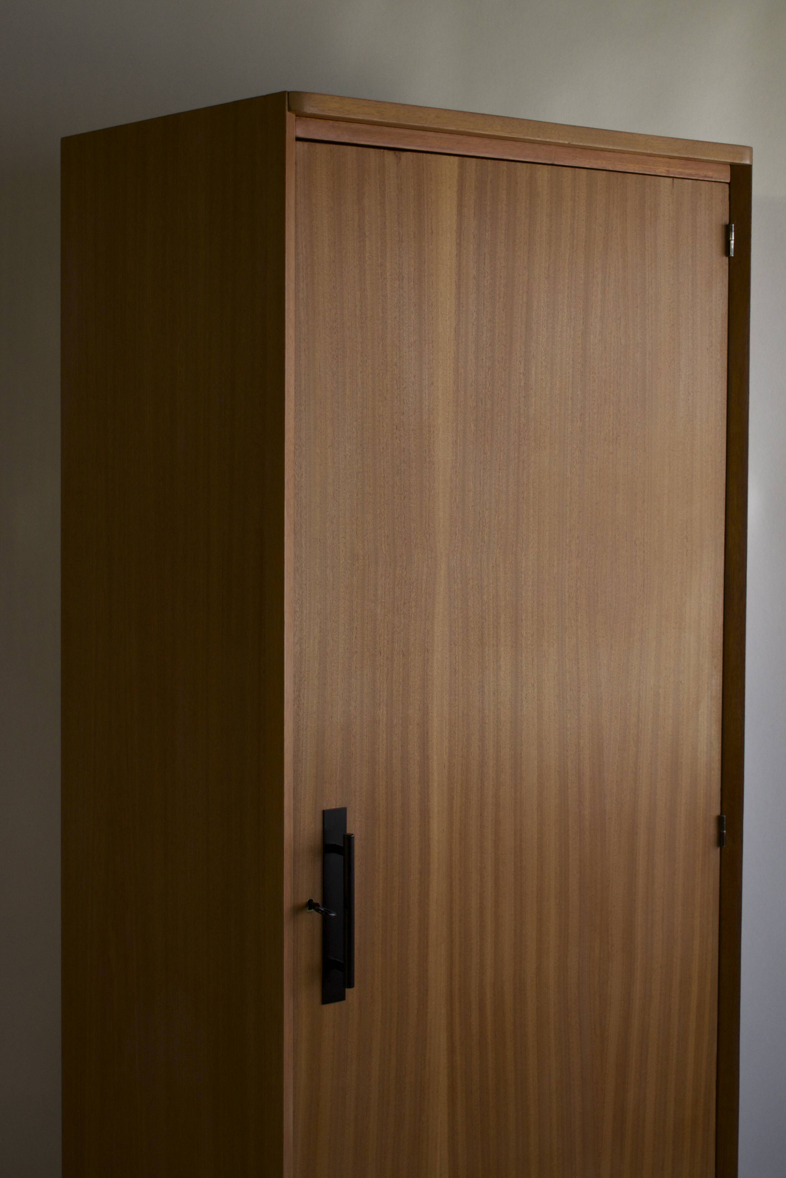 Parisian wardrobe in natural blond mahogany from the 1960s