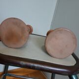 2 stoneware candle holders