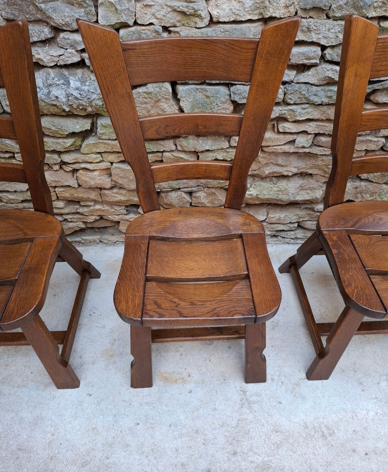 Brutalist oak chairs