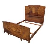 Art Deco bed in walnut and burl walnut 140x190cm