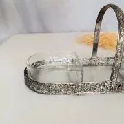 Louis XVI style table servant for hors d'oeuvres in silver-plated metal and glass.