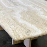 Vintage travertine marble coffee table, France 1980s