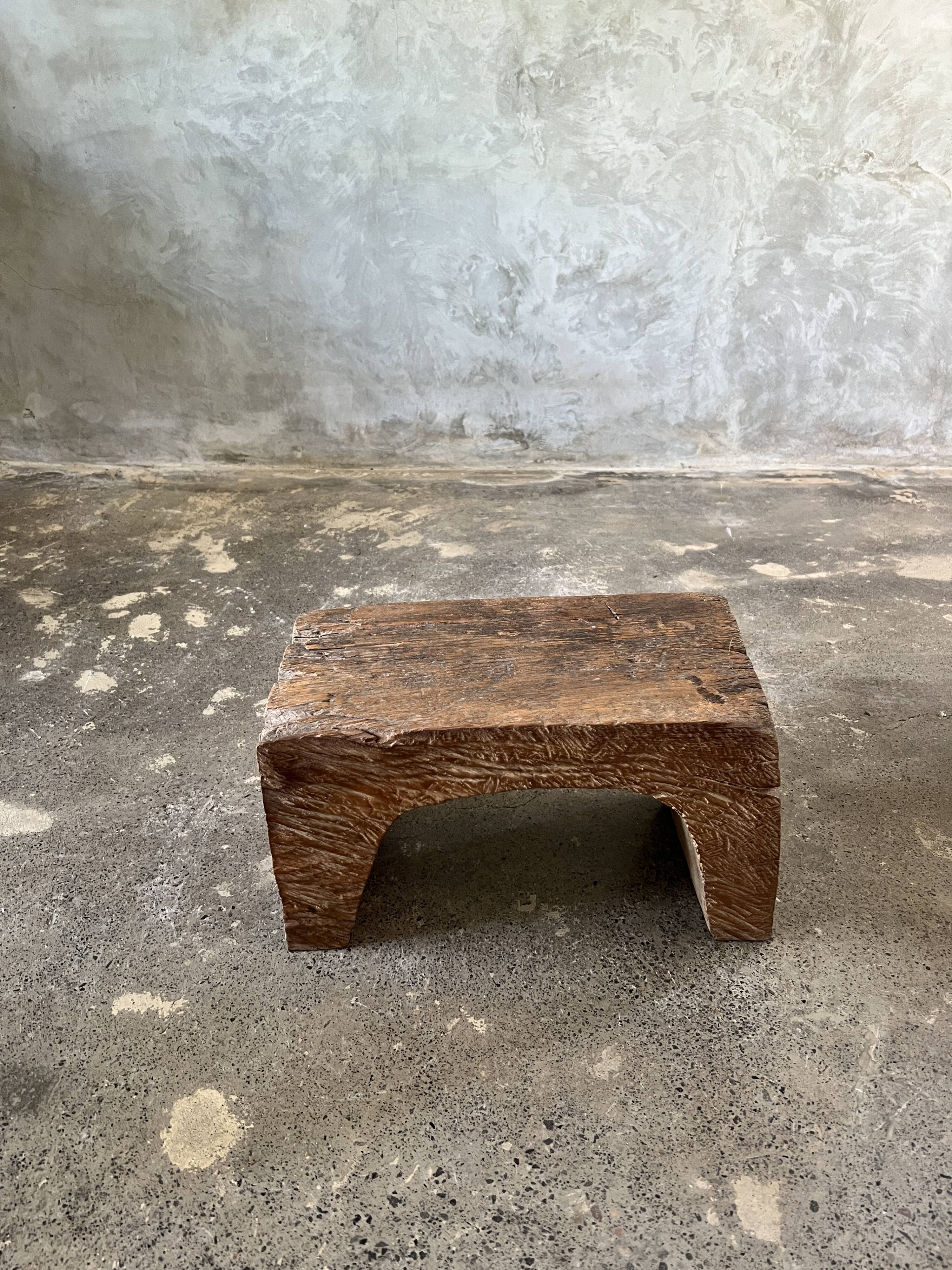 Low stool in old Asian monoxyl teak