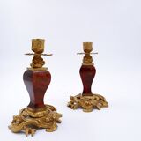 Paire de bougeoirs en bronze doré de style Napoléon III