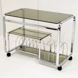 Vintage HIFI furniture 1970 chrome & glass