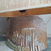 Vintage ceramic lamp signed, antique light fixture.