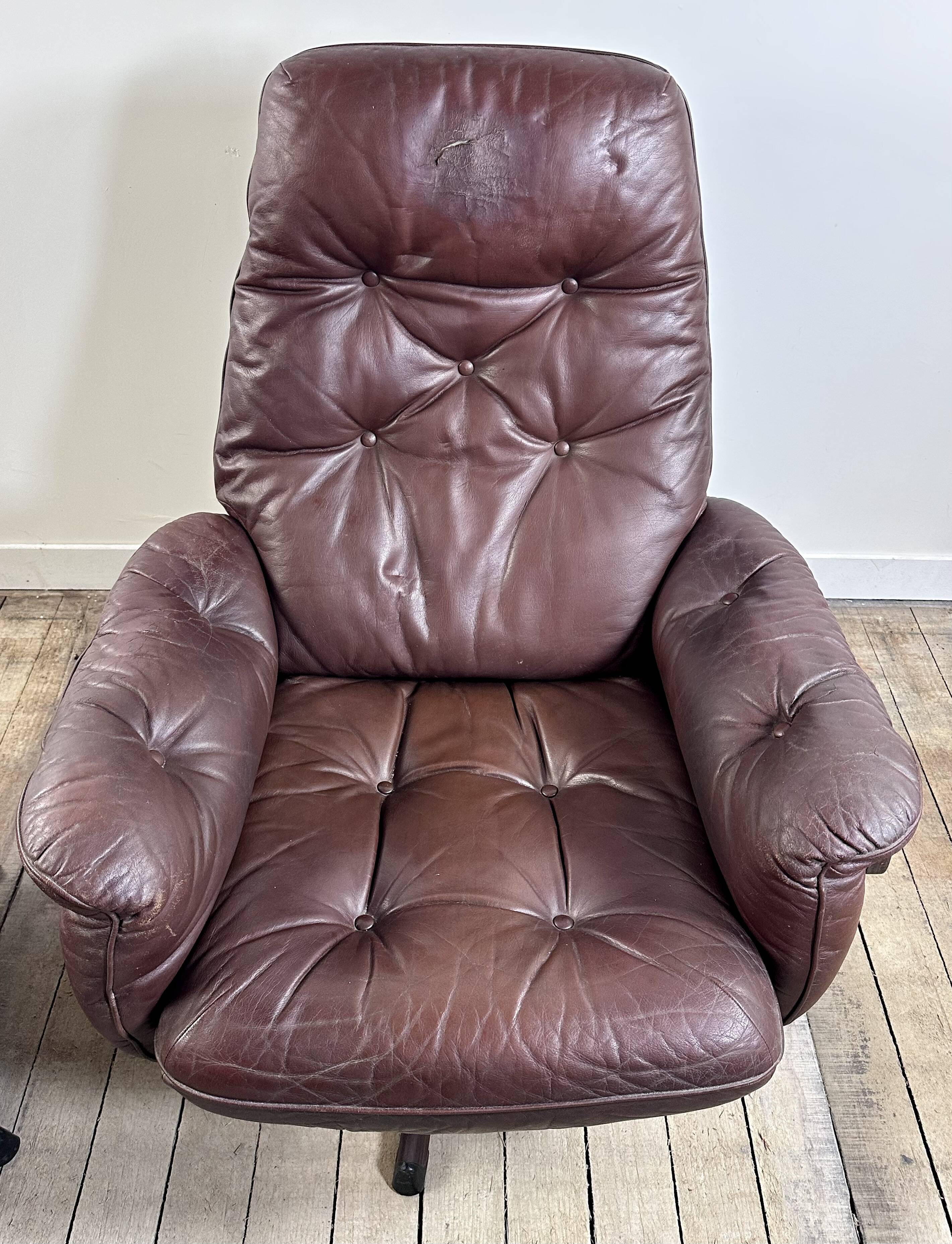 Leather armchair and ottoman by GÖTE MÖBLER Sweden 1960