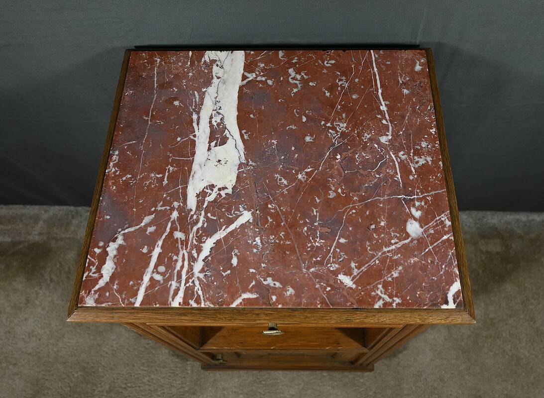 Living Room or Nightstand Table in Oak and Marble, Art Deco – 1930