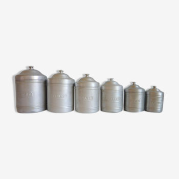 Set of 6 tin spice pots