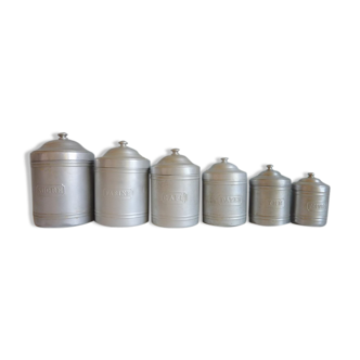 Set of 6 tin spice pots