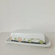 Vintage porcelain butter dish Apilco "Louisiane" - Yves Deshoulieres