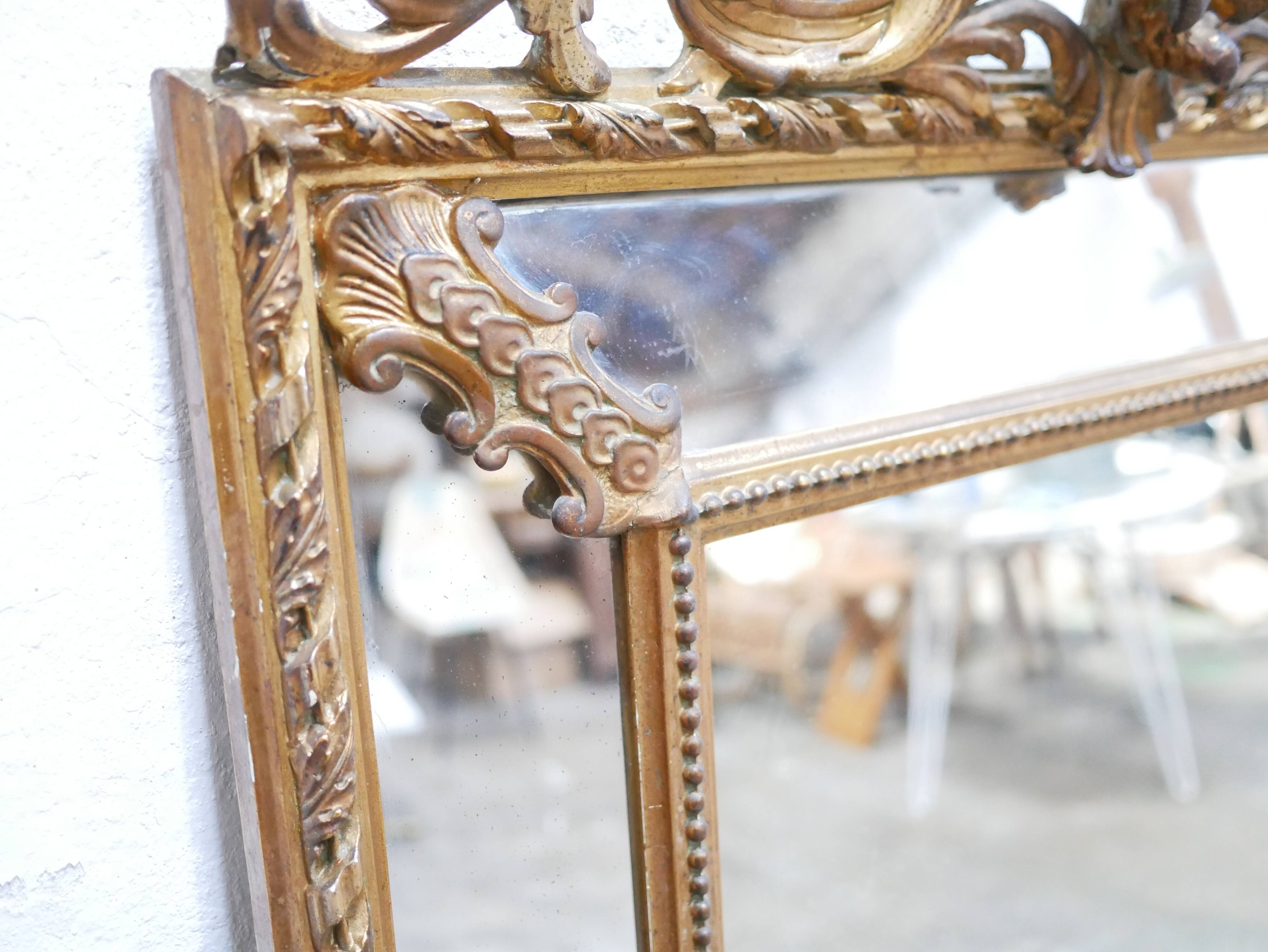 Old Napoleon III louis XV style mirror with parecloses 162cm x 90cm