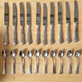 Antique silver-plated cutlery set for 10 people – shell decoration, spirit