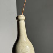 Bouteille vintage en grès beige moucheté H31