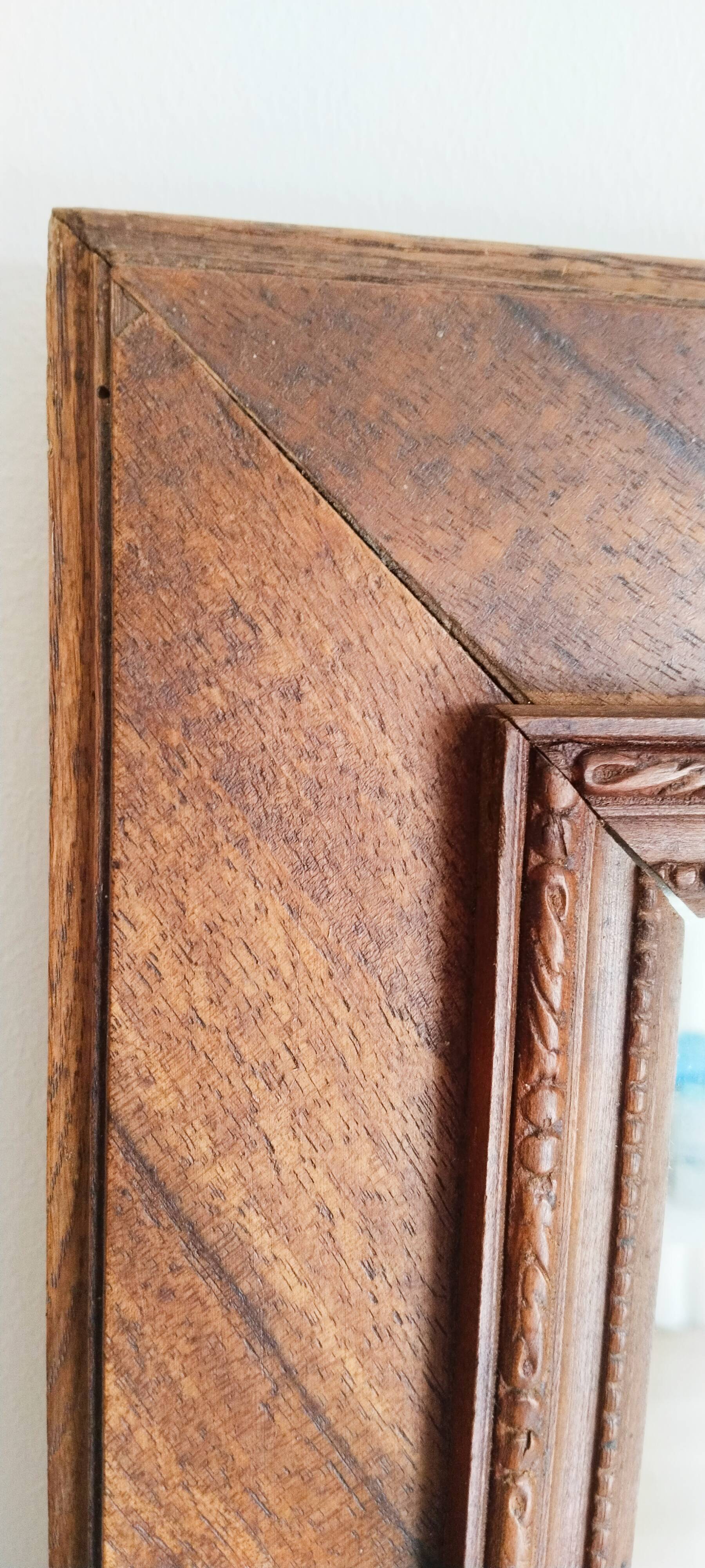 Antique mirror in waxed fruitwood style, 65.5 cm x 55.5 cm