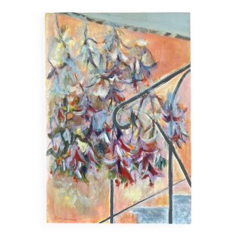 Semi-abstract painting “Balcony” 38 x 55