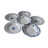 Set of 6 mismatched hollow plates Digoin Sarreguemines and Moulin des Loups