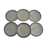 Set of 6 flat plates 1900 Faience K&G Luneville Yvetot L2