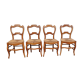 4 Chairs Paillées Louis Philippe