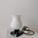Mid Century Opaline Glass Table Lamp: Retro Bedside Lighting, 1960s Yugosla