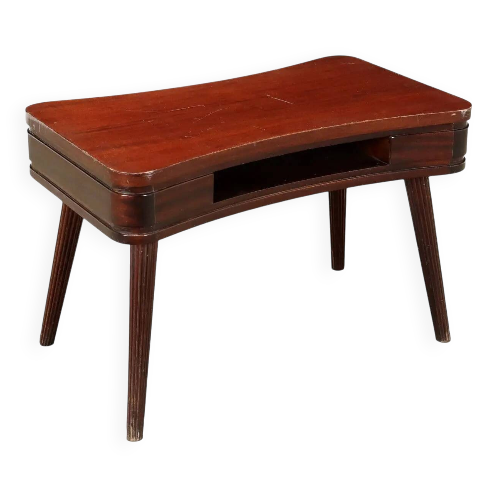 Table basse vintage des années 50-60 en placage d’acajou et hêtre peint